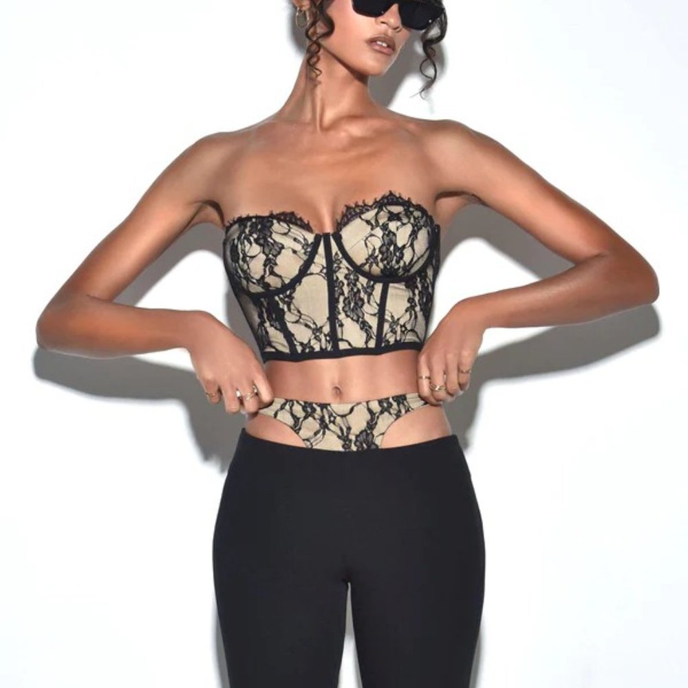 Black Lace Corset Crop Top